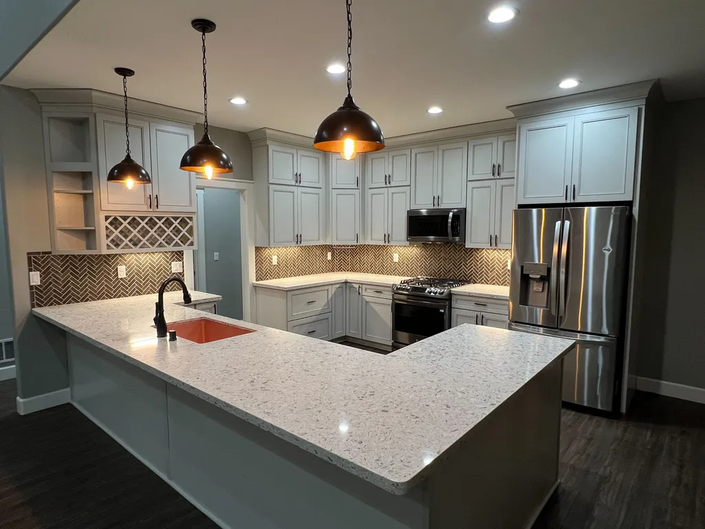 A clean kitchen with sparkling counter-tops